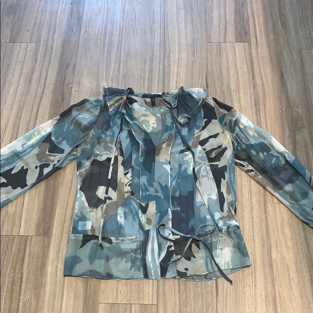 BCBG Blue Patterned Blouse